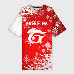 Женская длинная футболка Free Fire - Новогодний