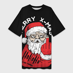 Женская длинная футболка Merry x - mas Плохой дед мороз