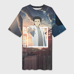 Женская длинная футболка Врата Штейна Steins Gate, Rintaro Okabe Ринтаро Ок