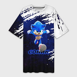 Женская длинная футболка Sonic со скоростью звука
