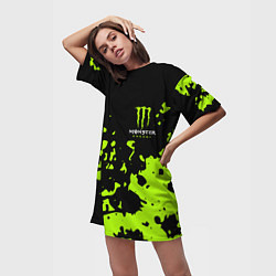 Футболка женская длинная Monster Energy green, цвет: 3D-принт — фото 2