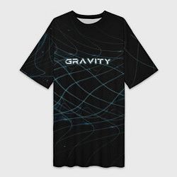 Женская длинная футболка Gravity blue line theme