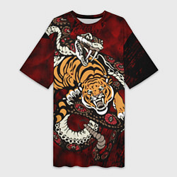 Женская длинная футболка Тигр со Змеёй 2022