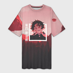 Женская длинная футболка Танджиро Камадо Tanjiro Kamado , Клинок, рассекающ