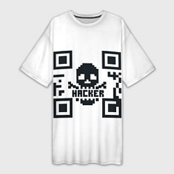 Женская длинная футболка Хакерю QR-code Qr код для программистов