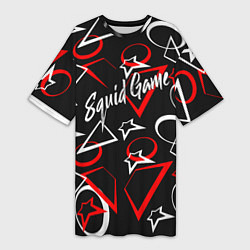 Женская длинная футболка Squid Game кальмар