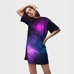 Футболка женская длинная Космос Galaxy, цвет: 3D-принт — фото 2