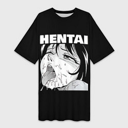 Футболка женская длинная HENTAI девочка ahegao, цвет: 3D-принт