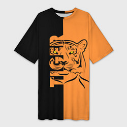 Футболка женская длинная Тигр - Tiger, цвет: 3D-принт
