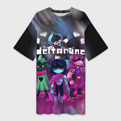 Футболка женская длинная DELTARUNE ГЕРОИ В БОЙ!, цвет: 3D-принт