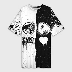 Женская длинная футболка BLACK AND WHITE BENDY AND THE INK MACHINE