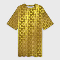 Женская длинная футболка Биткоин золото