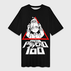 Женская длинная футболка Mob Psycho 100 Кагеяма и Ямочки