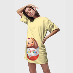 Футболка женская длинная Киндер сюрприз, цвет: 3D-принт — фото 2