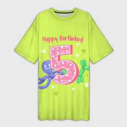Женская длинная футболка Пятый день рождения