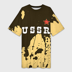 Женская длинная футболка USSR - СЕРП И МОЛОТ Краски