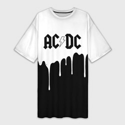 Футболка женская длинная ACDC подтёки, цвет: 3D-принт