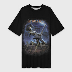 Футболка женская длинная Metallica - thrash metal! Hard rock!, цвет: 3D-принт