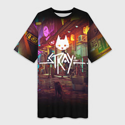 Футболка женская длинная Stray: Poster, цвет: 3D-принт