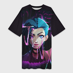 Женская длинная футболка League Of Legends Jinx neon