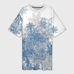 Женская длинная футболка Коллекция Зимняя сказка Снежинки Sn-1-sh