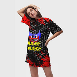 Футболка женская длинная Huggy Wuggy соты, цвет: 3D-принт — фото 2