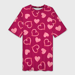 Женская длинная футболка Паттерн сердечки