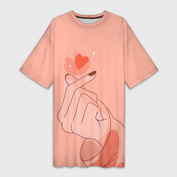 Женская длинная футболка ЧУВСТВА ПО ЩЕЛЧКУ любовь на кончиках пальцев