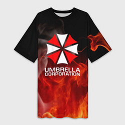 Женская длинная футболка Umbrella Corporation пламя