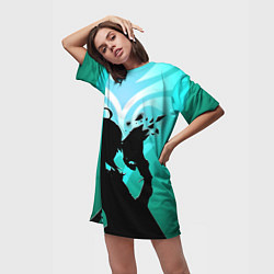 Футболка женская длинная СЯО ГЕНШИН XIAO, цвет: 3D-принт — фото 2