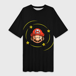 Женская длинная футболка Звездочки вокруг Марио