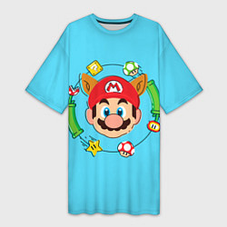 Женская длинная футболка Марио с ушками