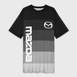 Женская длинная футболка Мазда, Mazda, Серый градиент