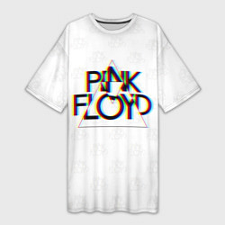 Женская длинная футболка PINK FLOYD LOGO ПИНК ФЛОЙД ГЛИТЧ