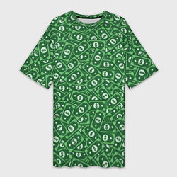 Женская длинная футболка Зелёные Банкноты