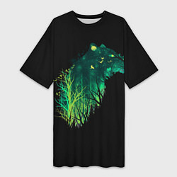 Футболка женская длинная Дух Тигра Неоновый Тигр, цвет: 3D-принт