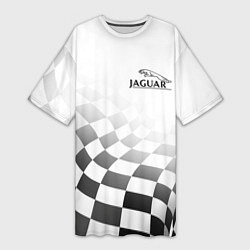 Женская длинная футболка Jaguar, Ягуар Финишный флаг