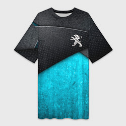 Футболка женская длинная Peugeot: Металл в цвет, цвет: 3D-принт