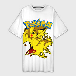 Женская длинная футболка Пикачу злой Pokemon