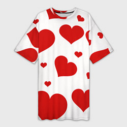Женская длинная футболка Красные сердечки Heart