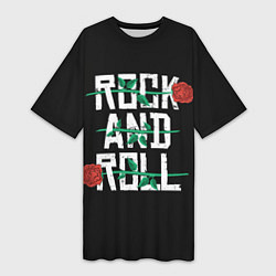 Женская длинная футболка ROCK AND ROLL розы