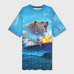 Женская длинная футболка Медведь ВМФ