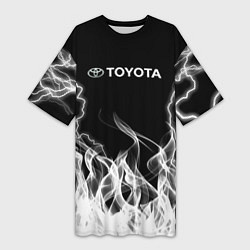 Женская длинная футболка Toyota Молния с огнем