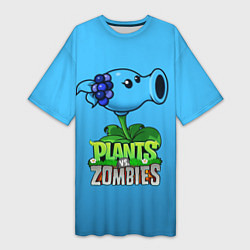 Футболка женская длинная Plants vs Zombies - Морозный Горох, цвет: 3D-принт