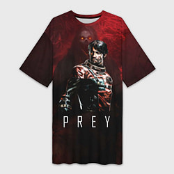 Женская длинная футболка Prey Dark red