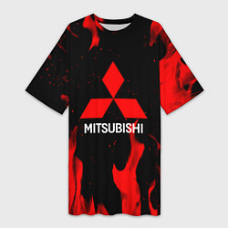 Женская длинная футболка Mitsubishi Red Fire