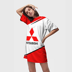 Футболка женская длинная Mitsubishi Logo Geometry, цвет: 3D-принт — фото 2