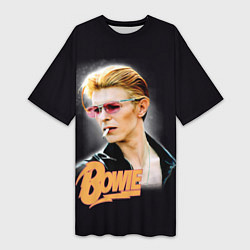 Футболка женская длинная David Bowie Smoking, цвет: 3D-принт