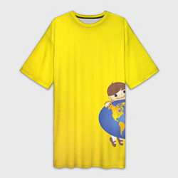 Женская длинная футболка Мальчик из советского Атласа Мир