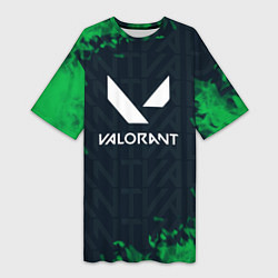 Женская длинная футболка Valorant Green Fire